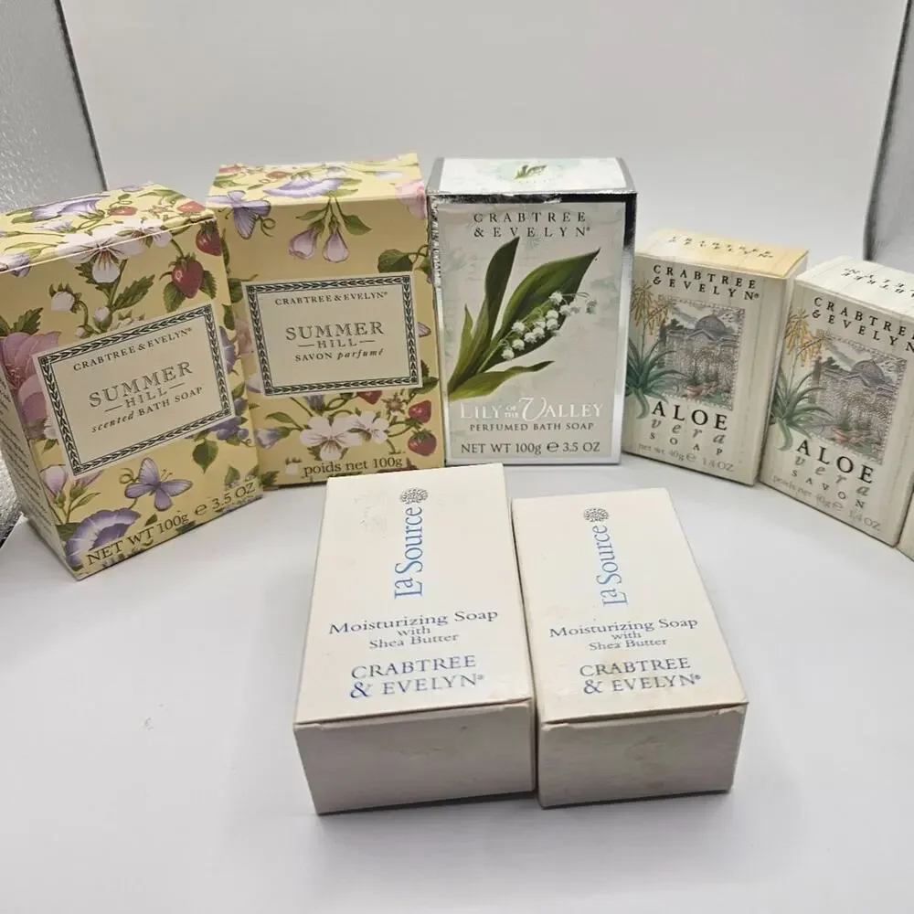 Variety Crabtree & Evelyn Bar‎ Soaps New (Summer Hill, Lily of the Valley, Aloe)